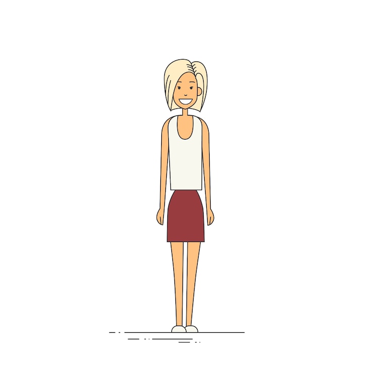 Vector young girl hipster casual clothes full length