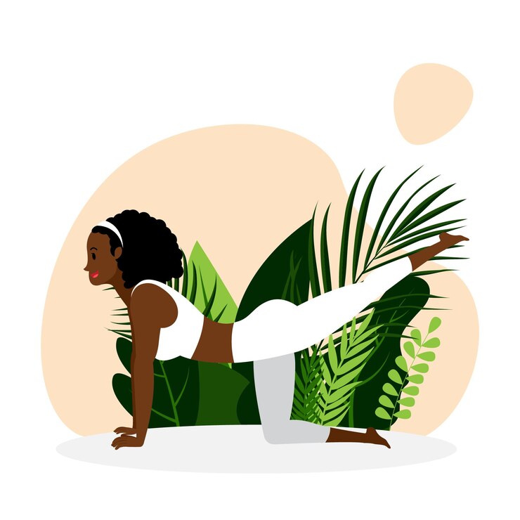 Vector young girl practicing yoga poses