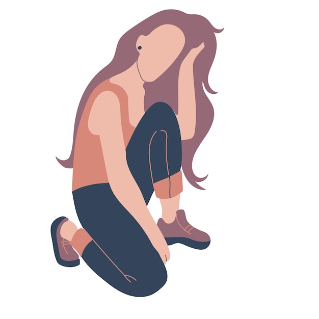 Young girl sitting vector illustration