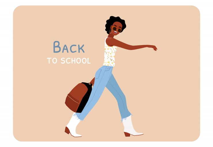 Vector young girl with a backpacks illustration