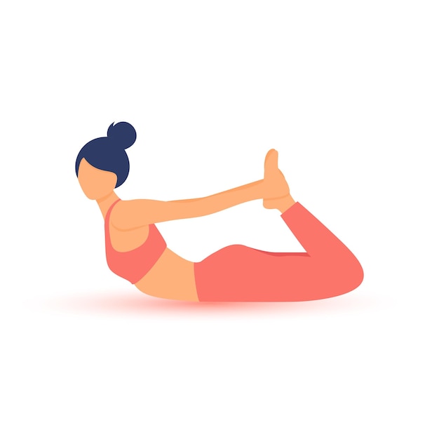 Young girl in yoga pose Practicing yoga Vector illustration Beautiful girl practice yoga