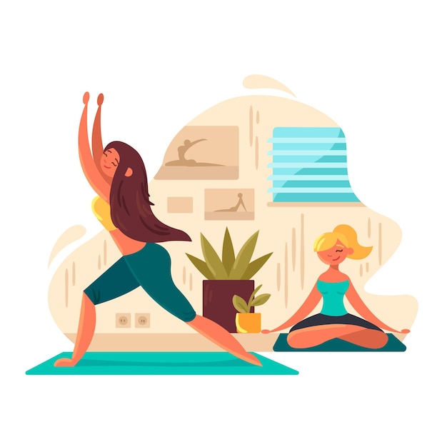 young_girls_practicing_yoga_free_vector