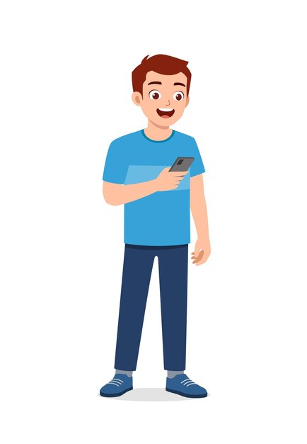 Premium Vector | Young good looking man using modern smartphone