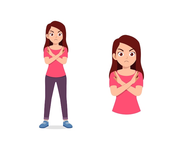 Vector young good looking woman doing disagree pose