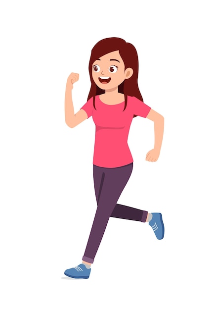 Vector young good looking woman doing run pose