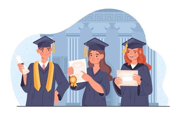 Vector young graduates concept