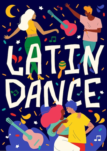 ラテンダンスを踊る若い男と女ダンサーがバチャタを踊る男と女がサルサを披露