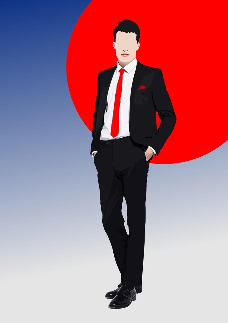 Vector young handsome man 3d hand drawn vector illustration