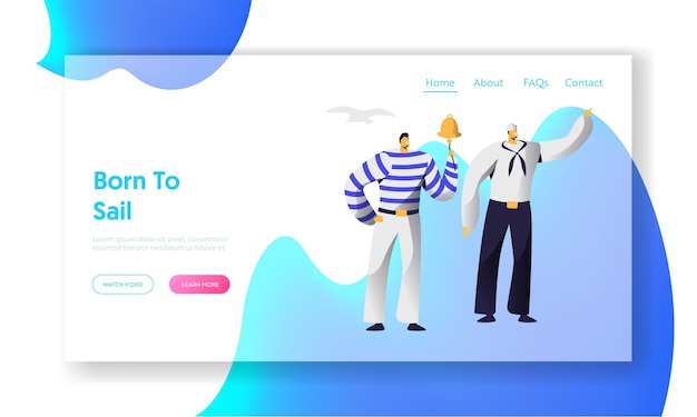 Giovani bei marinai alla pagina di destinazione del sito web di lavoro