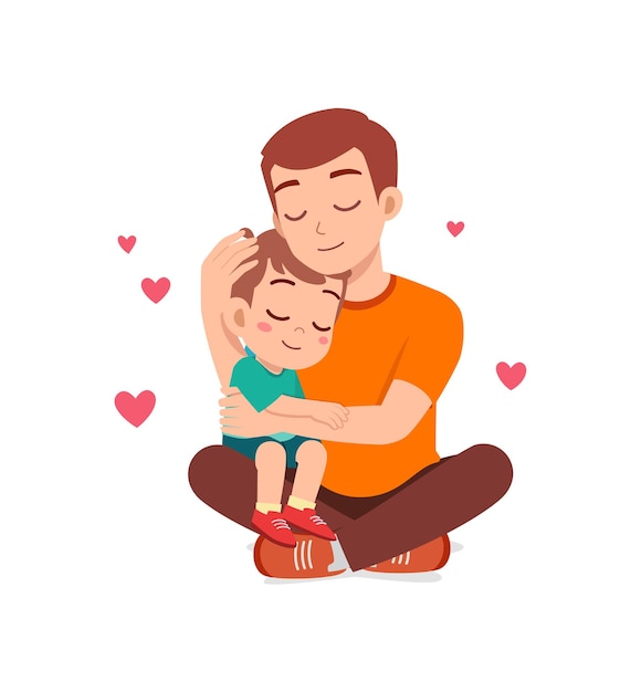 Молодой счастливый отец обнять милый маленький мальчик