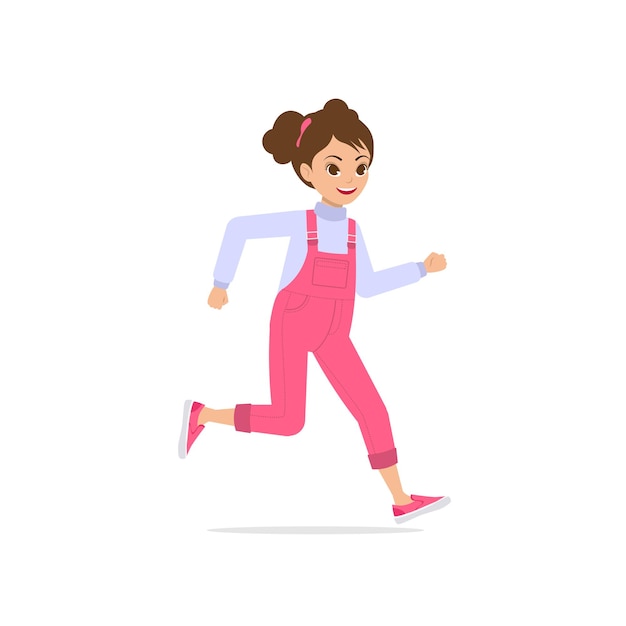 Young happy girl running fast