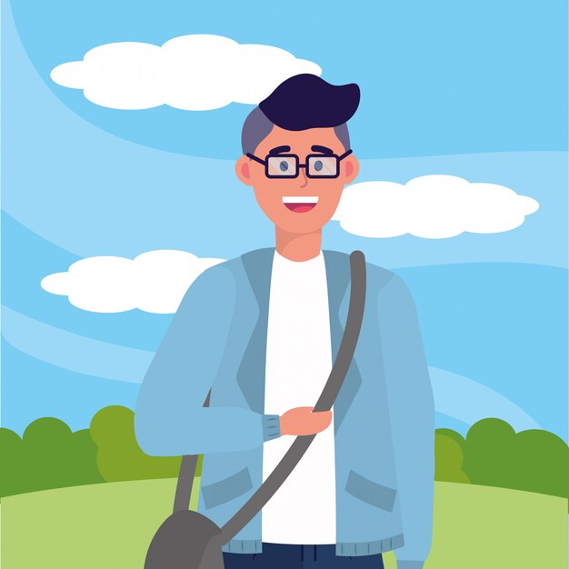 Vector young happy man cartoon