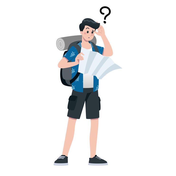 Vector young happy man tourist flat cartoon character traveling male people on summer vacation trip isolated on white background