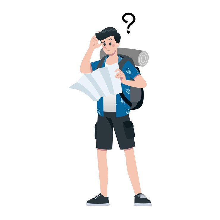 若い, 幸せな男, 観光客, 平ら, 漫画, 特徴, 旅行, 男性の人々, 上に, 夏休み, 旅行, 隔離された, 白, 背景