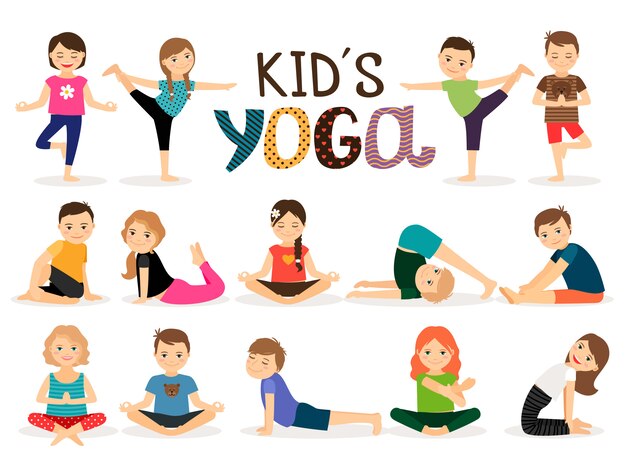 Young Kids In Different Yoga Poses