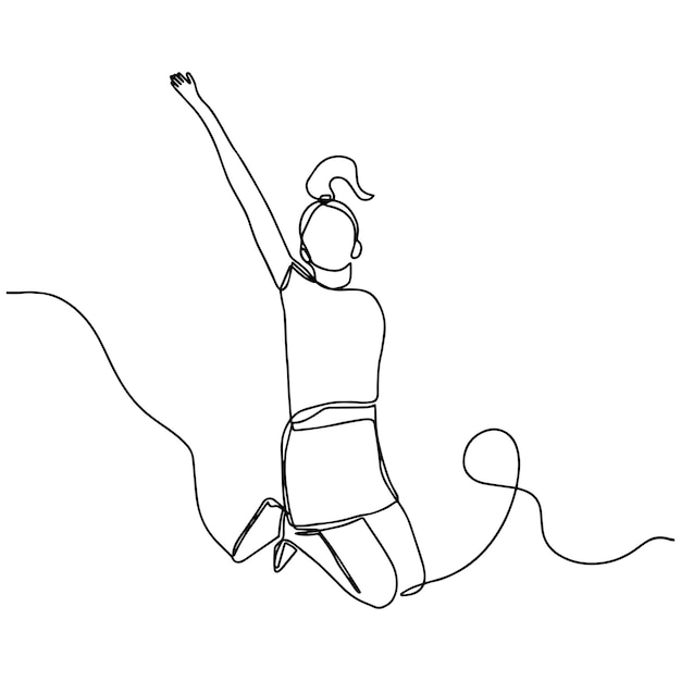 Девушка прыгает в воздухе, прыгает с векторной иллюстрацией