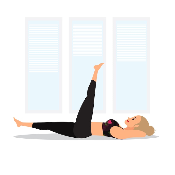 Vector young lady practicing yoga
