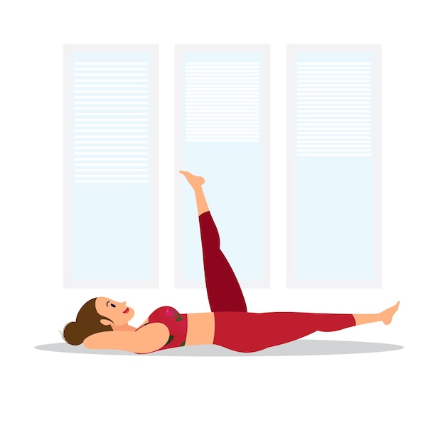 Vector young lady practicing yoga