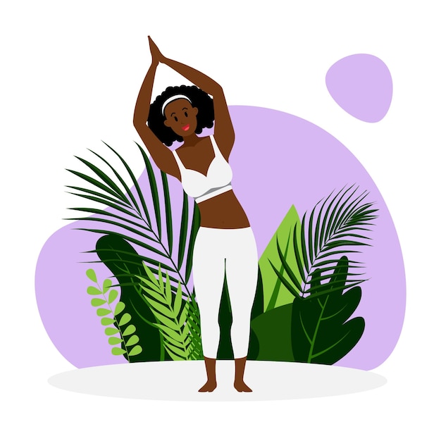 Vector young lady practicing yoga