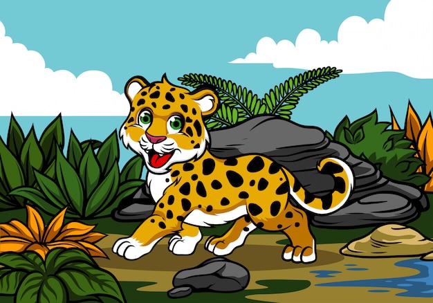 Молодой леопард в джунглях