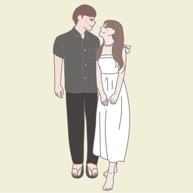 Vector young lovers illustration illustration of human love in the style of light yellow and light black