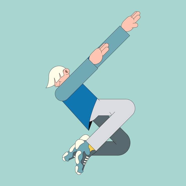 Vector young male character dabbing on mint green background vector