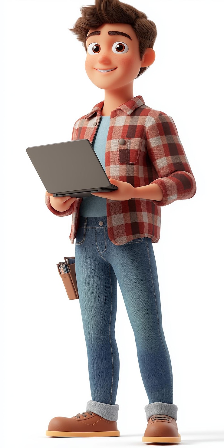 Vector young male developer cartoon character vector