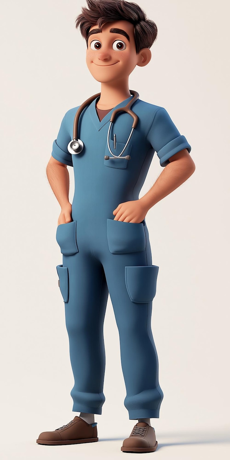 वेक्टर young male doctor assistant cartoon character vector