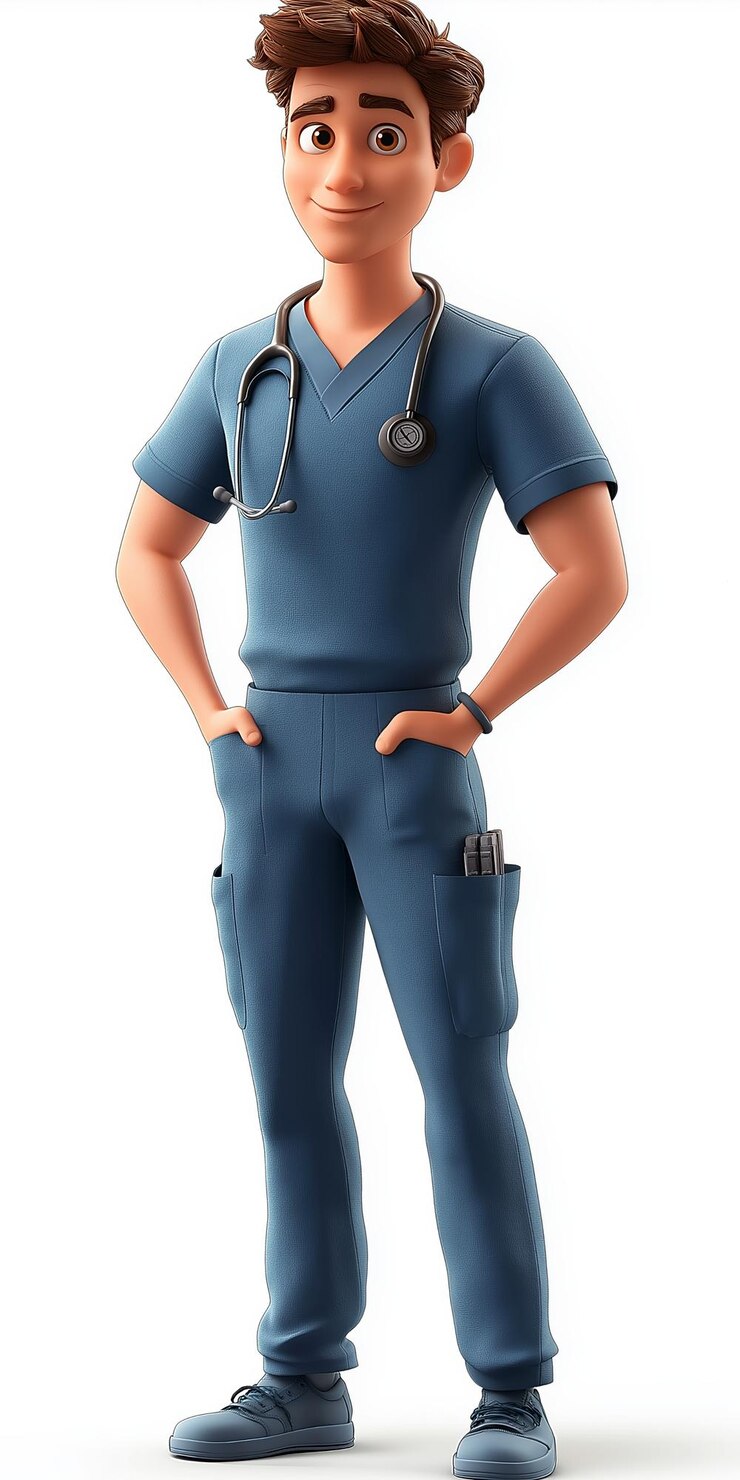 वेक्टर young male doctor assistant cartoon character vector