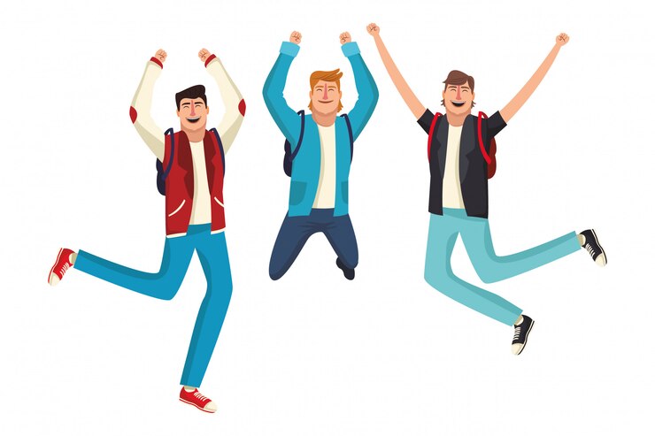Vector young male friends