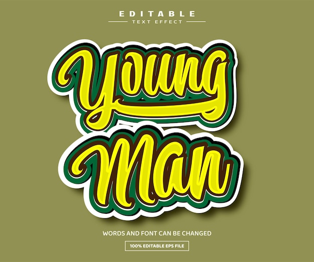 Young man 3D editable text effect template