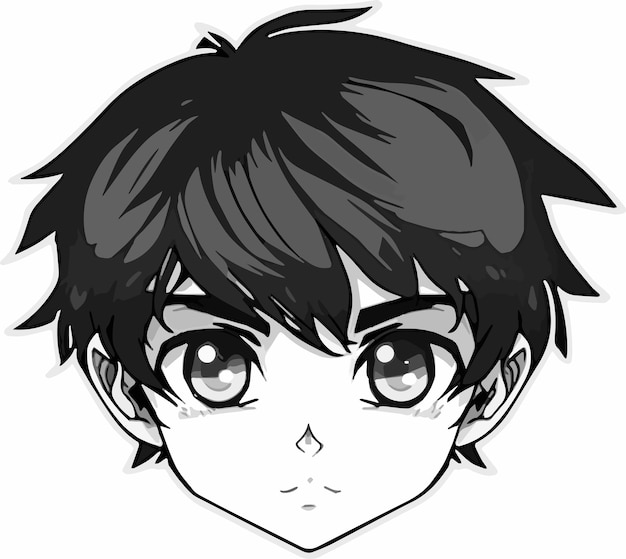 Vettore disegno di illustrazione vettoriale di carattere stile anime giovane manga anime boy