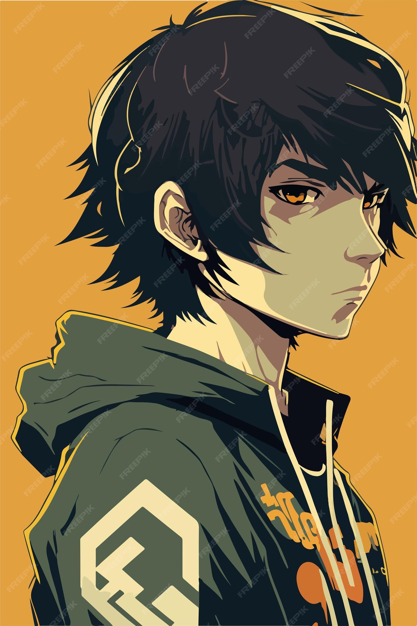 Young guy anime boy character japanese Royalty Free Vector