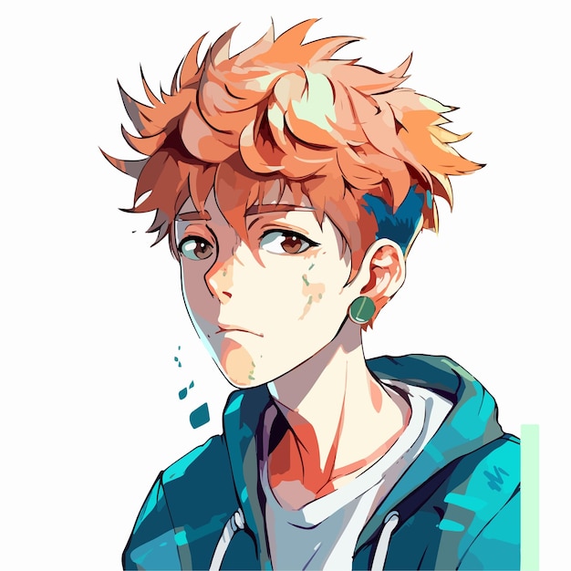 young man anime style character vector illustration design manga anime boy