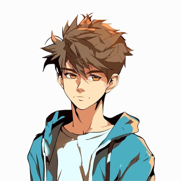 Young man anime style character vector illustration design manga anime boy