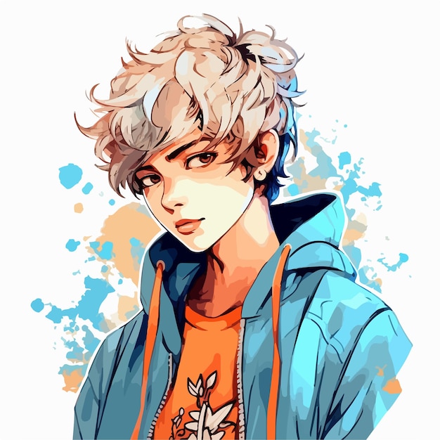 young man anime style character vector illustration design Manga Anime Boy