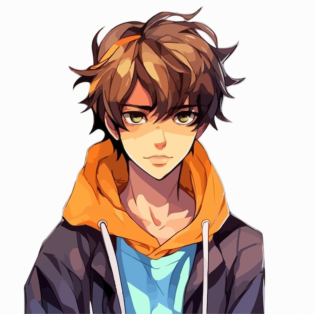 Anime drawing  cute anime boy with brown hair and brown eyes