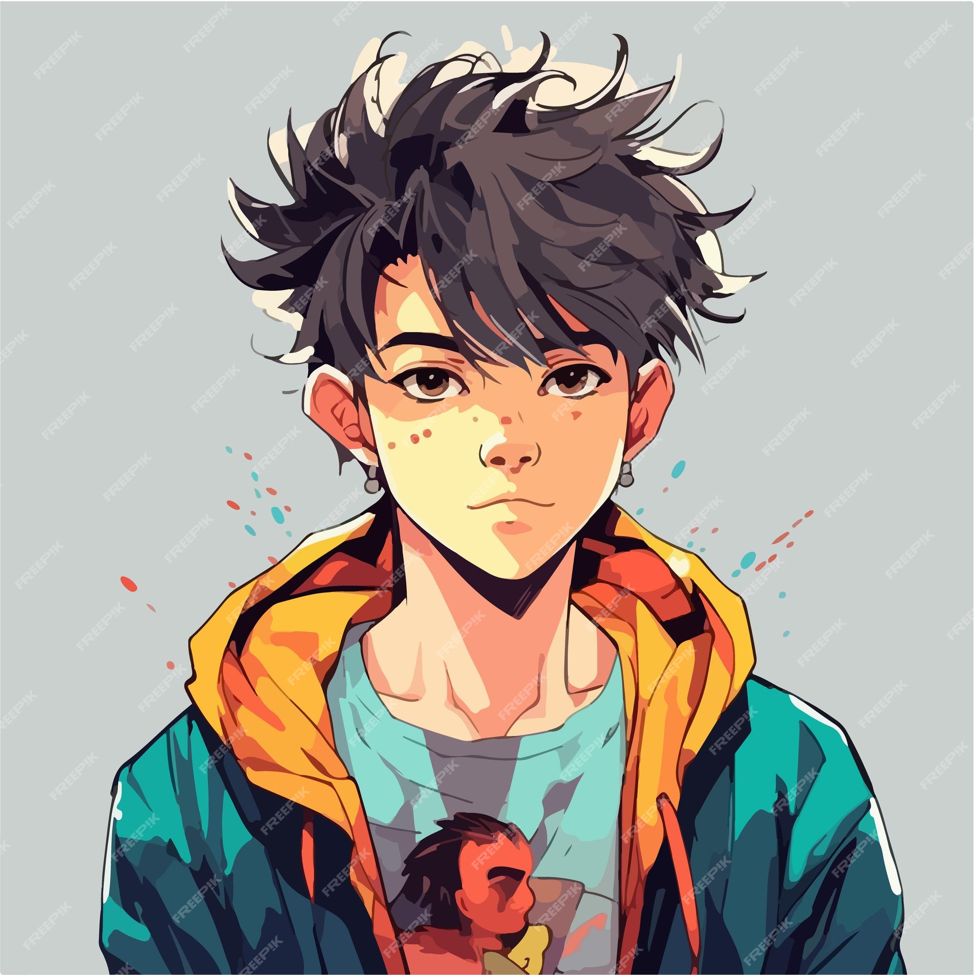 Premium Vector  Young man animestyle character vector illustration design  manga anime boy