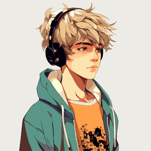 Vector young man anime style character vector illustration design manga anime boy