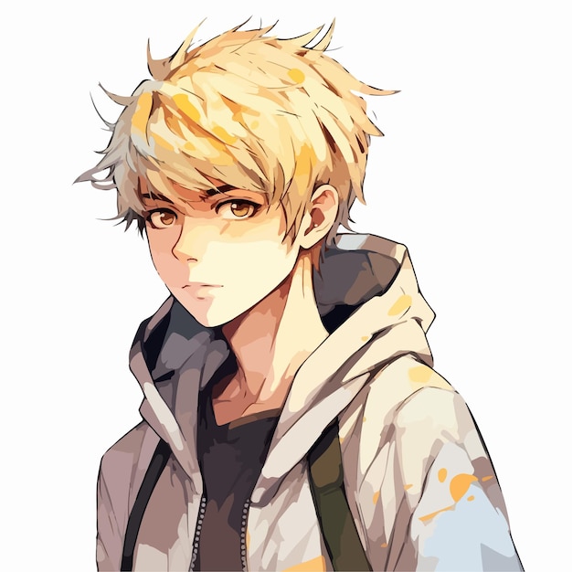 Blonde male character with red eyes in hoodie under, anime cool hoodie boys  HD wallpaper | Pxfuel