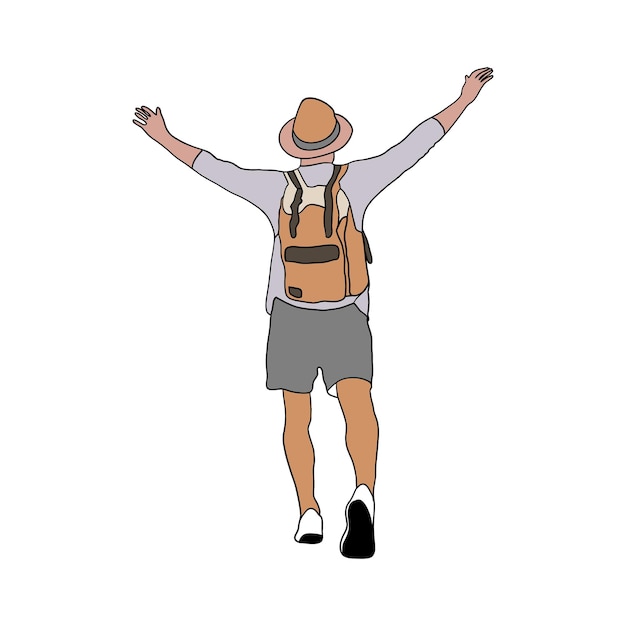 Young man arms outstretched illustration