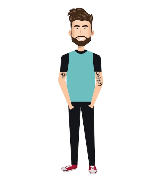 young man avatar character vector illustration design