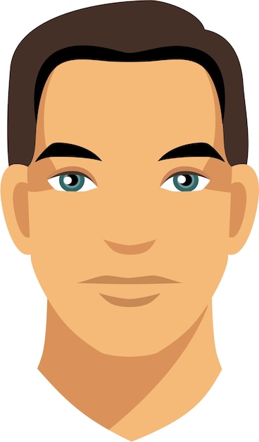 Vector young man avatar face icon in flat style