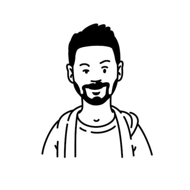 Vector young man avatar in minimal style a hipster with a beard the signature character for the logo