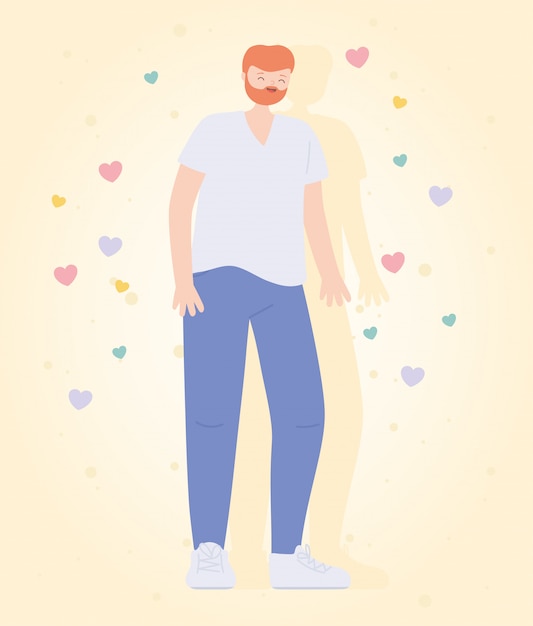 Young man bearded character cartoon standing icon design