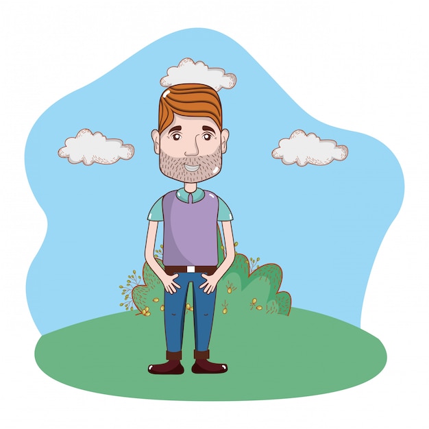 Vector young man body cartoon