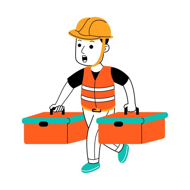 young man builder vector illustration