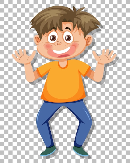 Young man cartoon character on grid background