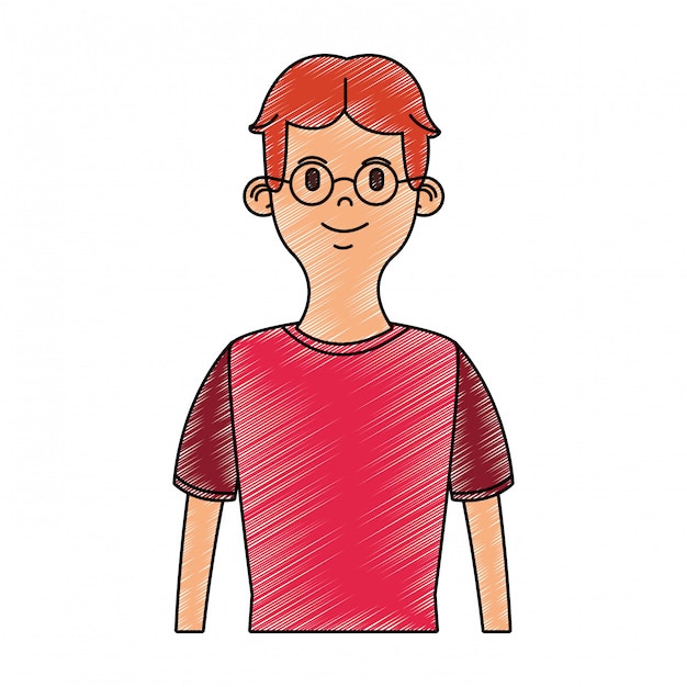 Vector young man cartoon scribble