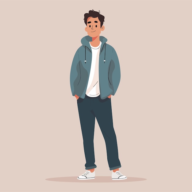 Vector young man in casual clothes vector illustration in a flat style